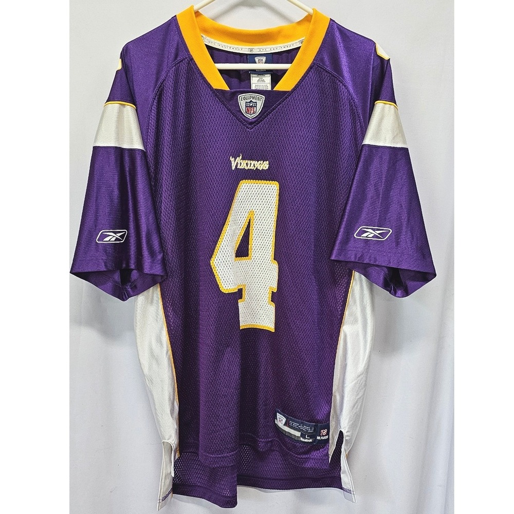 Reebok Minnesota Vikings Brett Favre 4 NFL Jersey Mens Large Purple 7009A 08